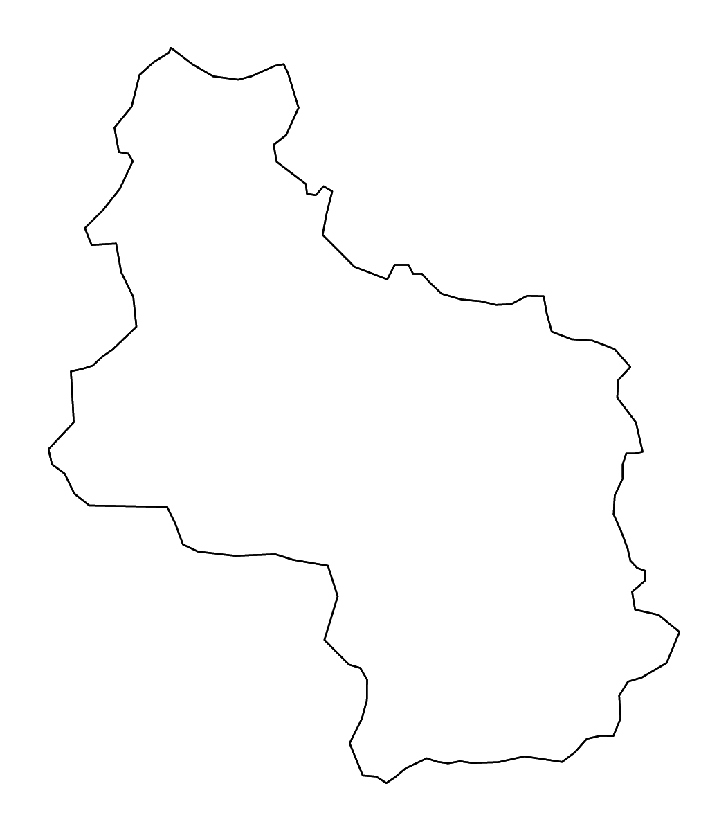Outline map of Veliko Tarnovo, Bulgaria with rivers.