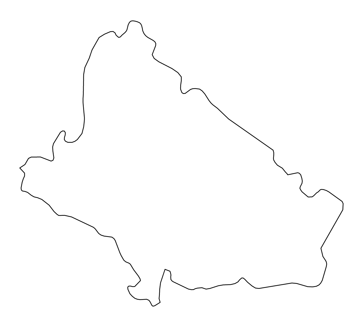 Outline map of Bjelovar-Bilogora County, Croatia.