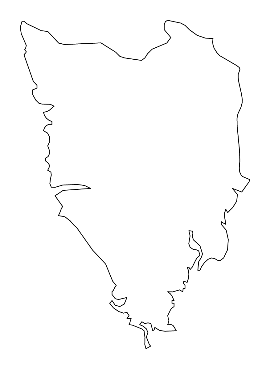 Outline map of Istria County, Croatia.