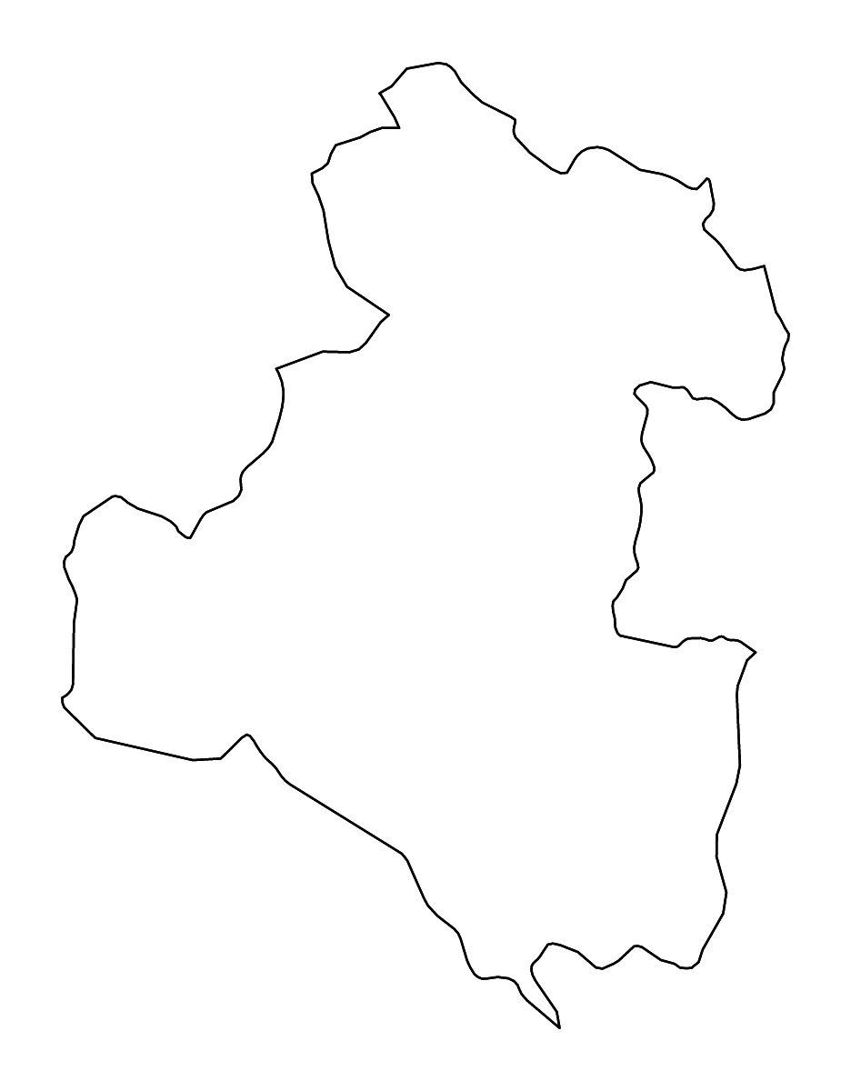 Outline map of Karlovac County, Croatia with rivers.