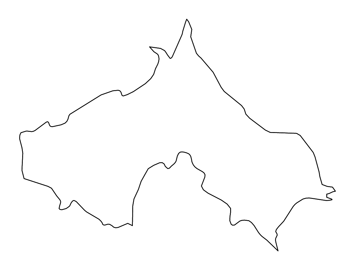 Outline map of Koprivnica-Križevci County, Croatia with rivers.
