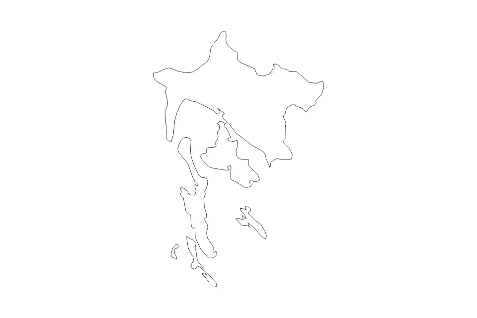 Mapa de Primorje-Gorski, Croatia de tipo contorno y ríos para Europa, con contorno y ríos con límites limpios.