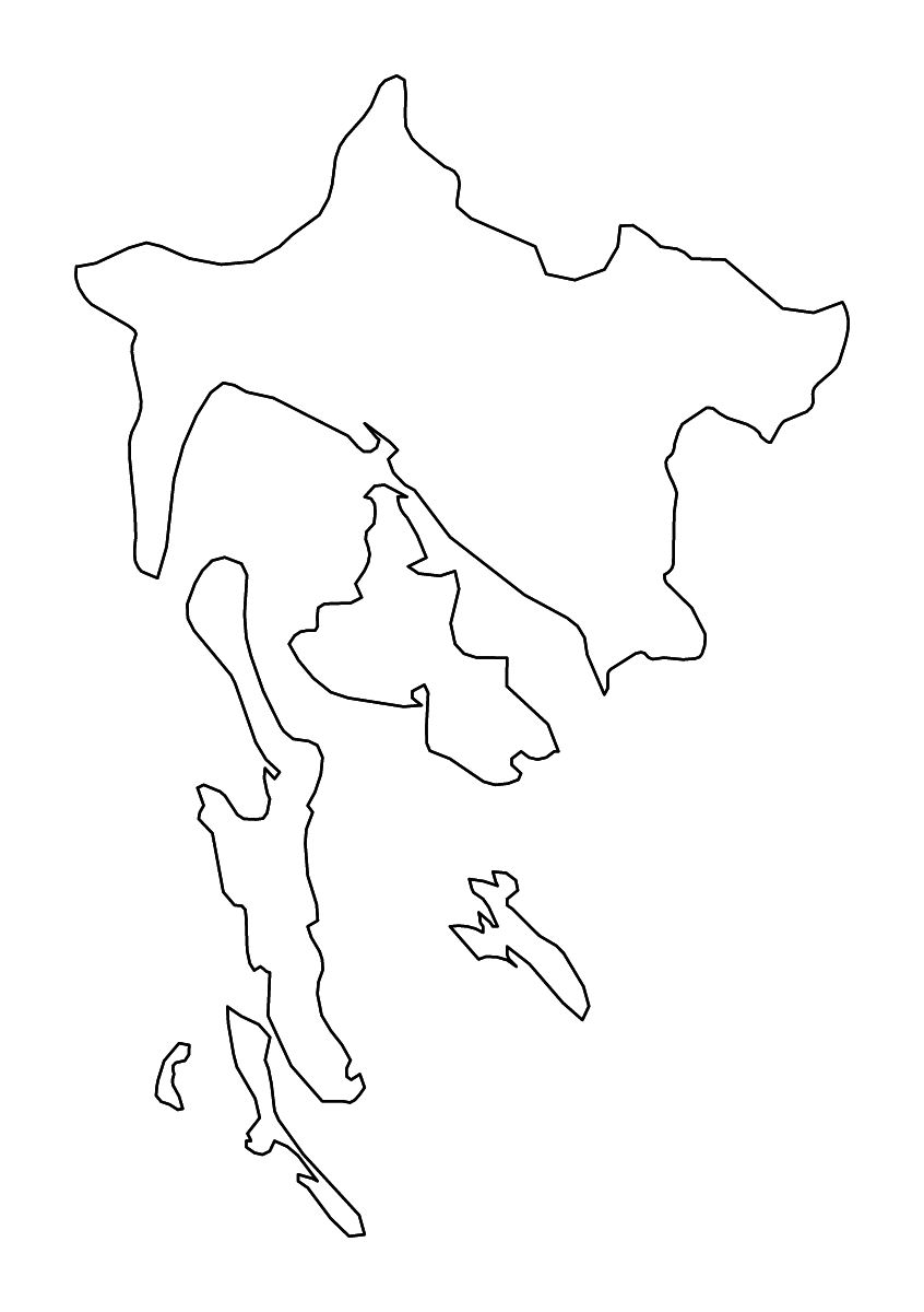 Outline map of Primorje-Gorski County, Croatia with rivers.