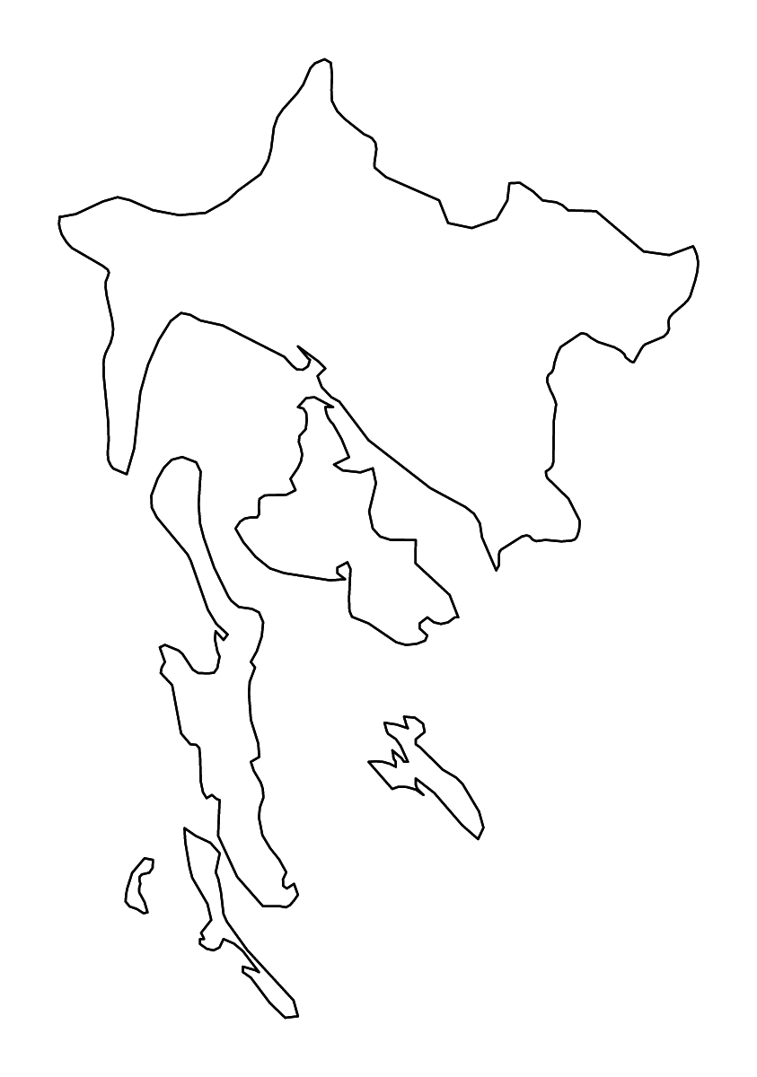 Mapa de contorno de Primorje-Gorski, Croatia con ríos.