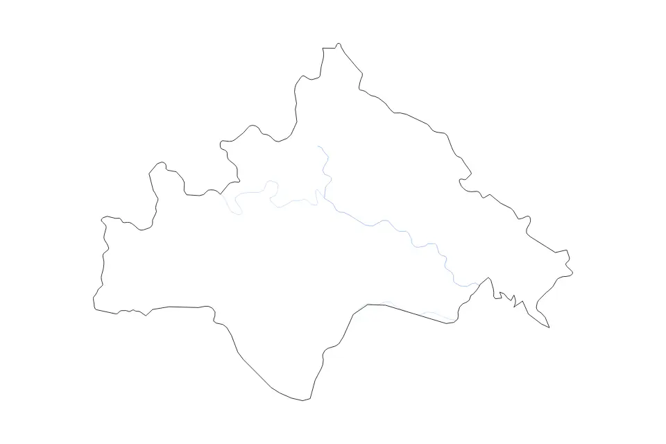 Mapa de Sisak-Moslavina, Croatia de tipo contorno y ríos para Europa, con contorno y ríos con límites limpios.