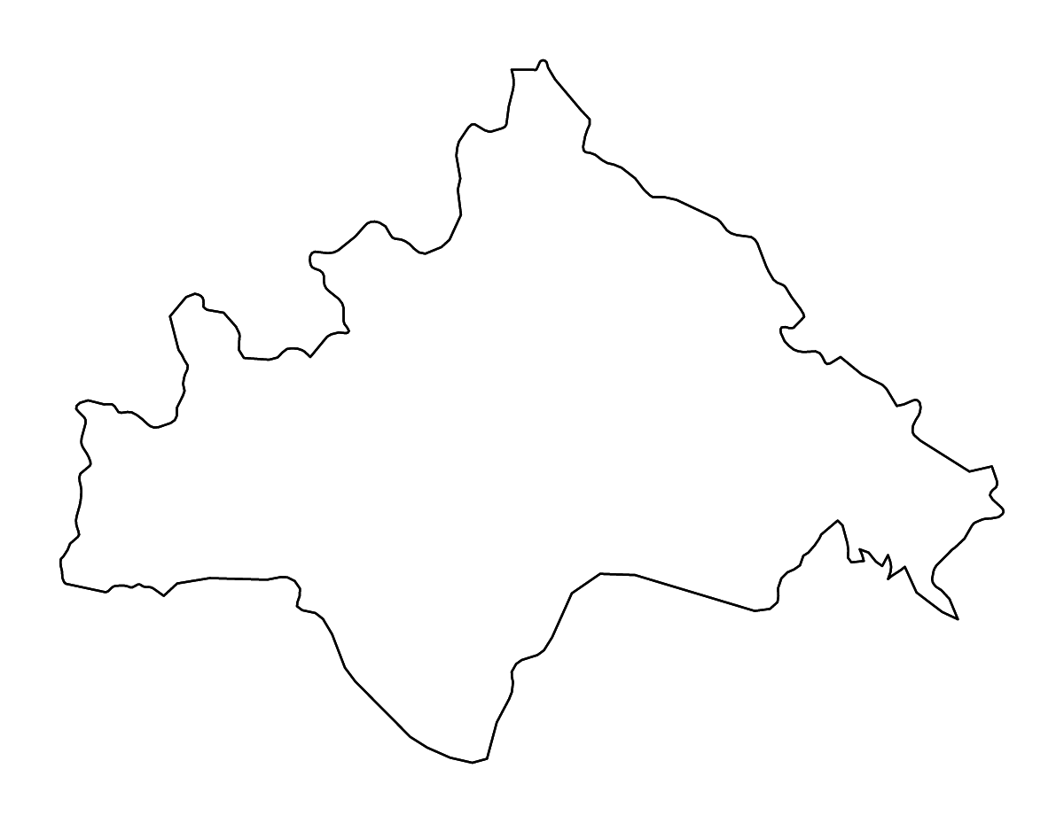 Outline map of Sisak-Moslavina County, Croatia with rivers.