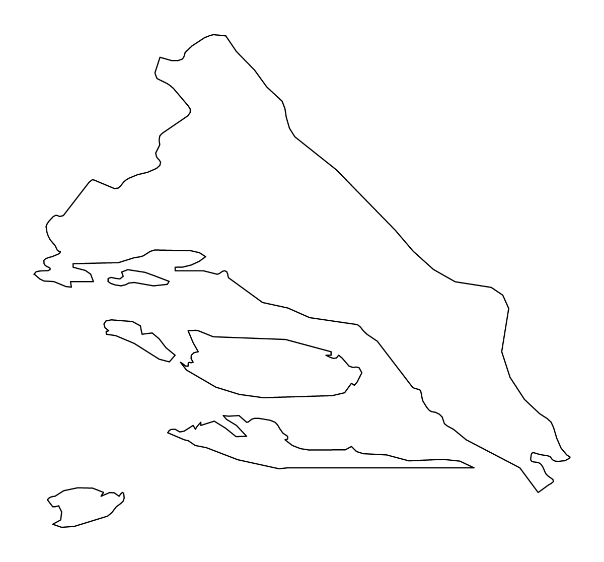 Mapa de contorno de Split-Dalmatia, Croatia.