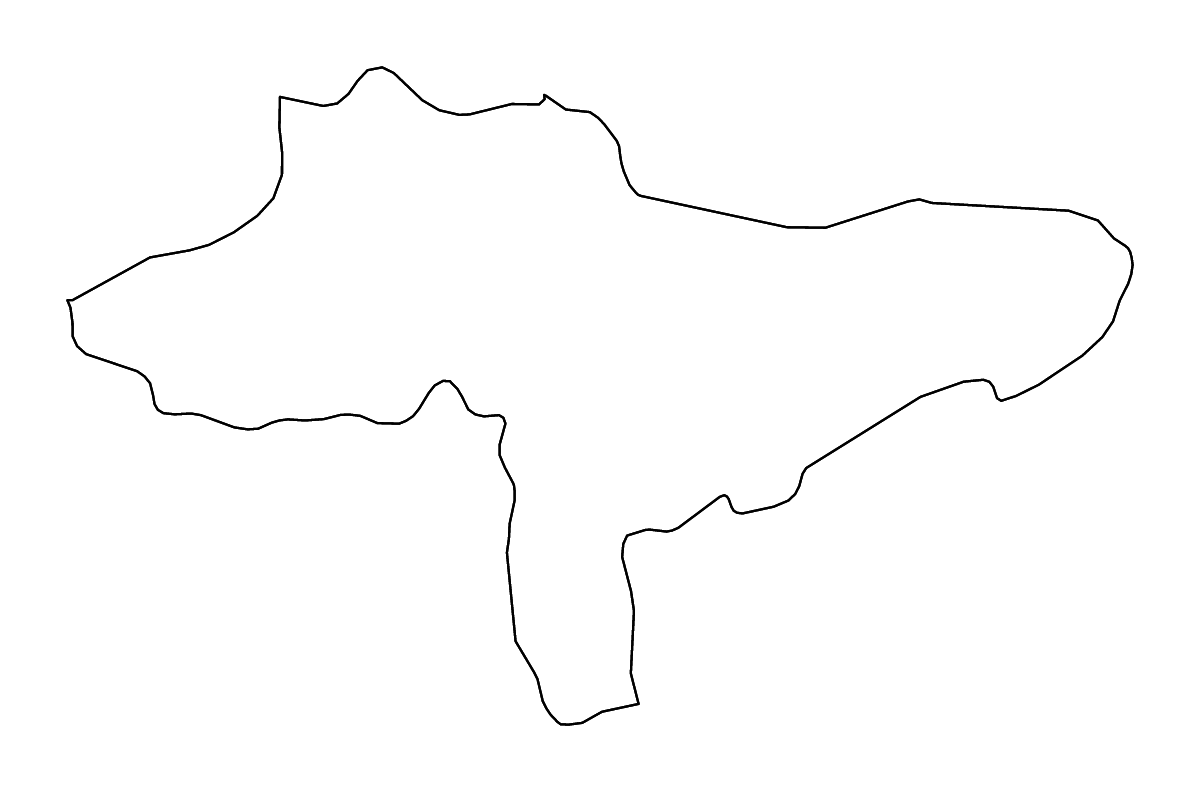 Mapa de contorno de Varaždin, Croatia con ríos.