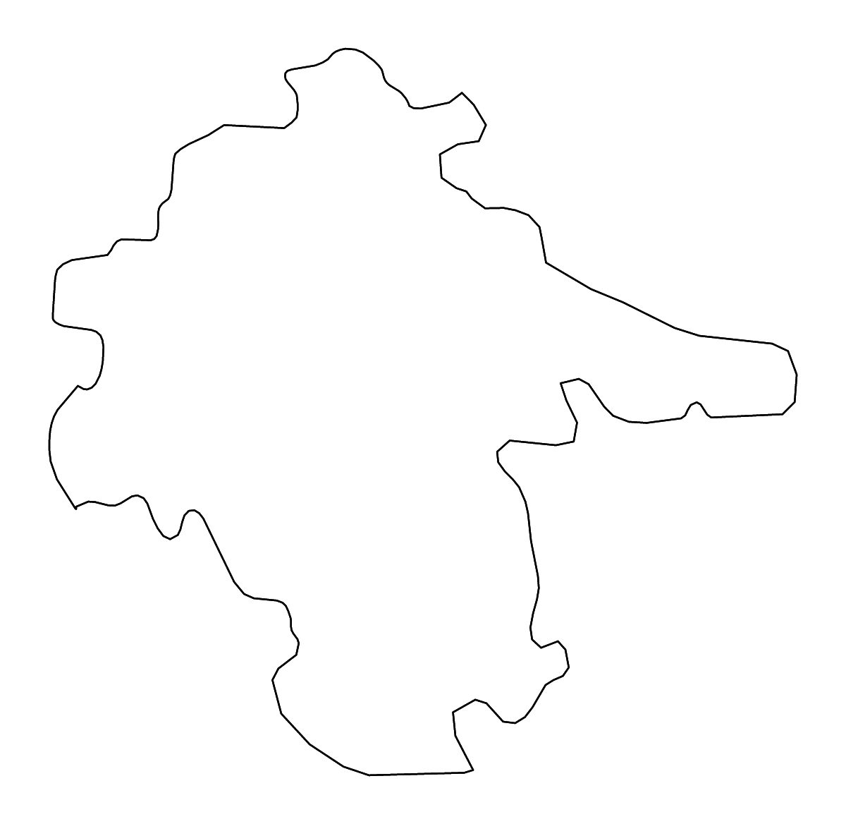Mapa de contorno de Vukovar-Syrmia, Croatia con ríos.