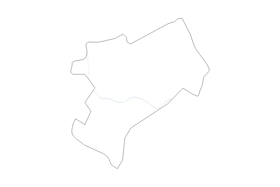 Outline map of Zagreb City, Croatia with subdivision borders and rivers.