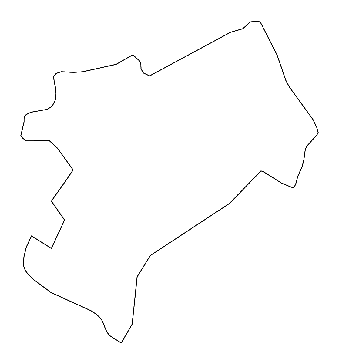 Outline map of Zagreb City, Croatia with rivers.