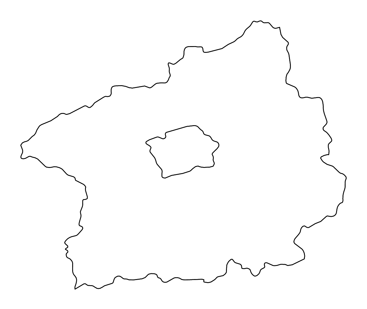 Mapa de contorno de Central Bohemian, Czech Republic con ríos.