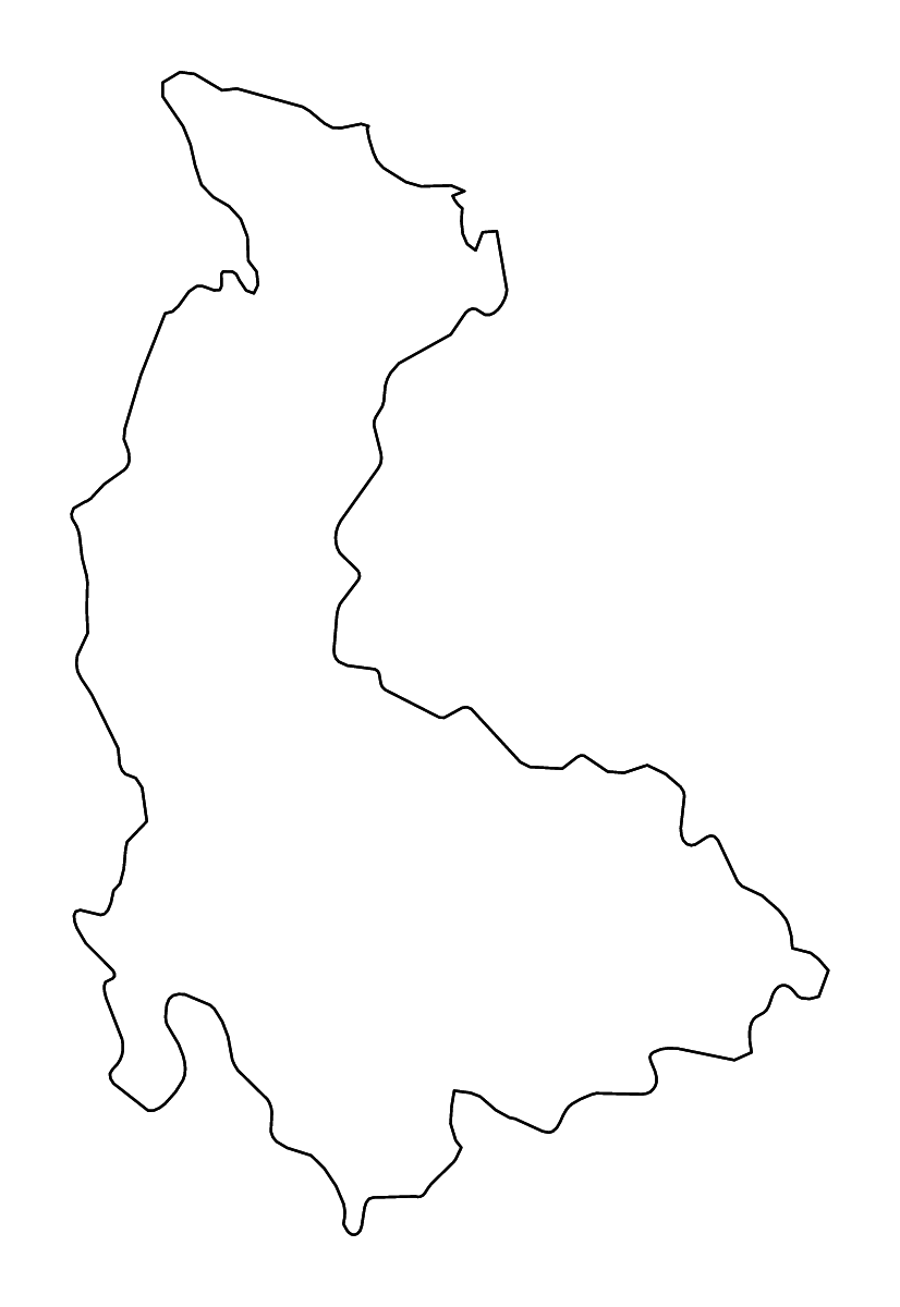 Mapa de contorno de Olomouc, Czech Republic con ríos.