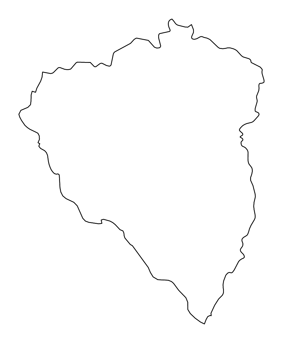 Outline map of Plzeň-, Czech Republic with rivers.