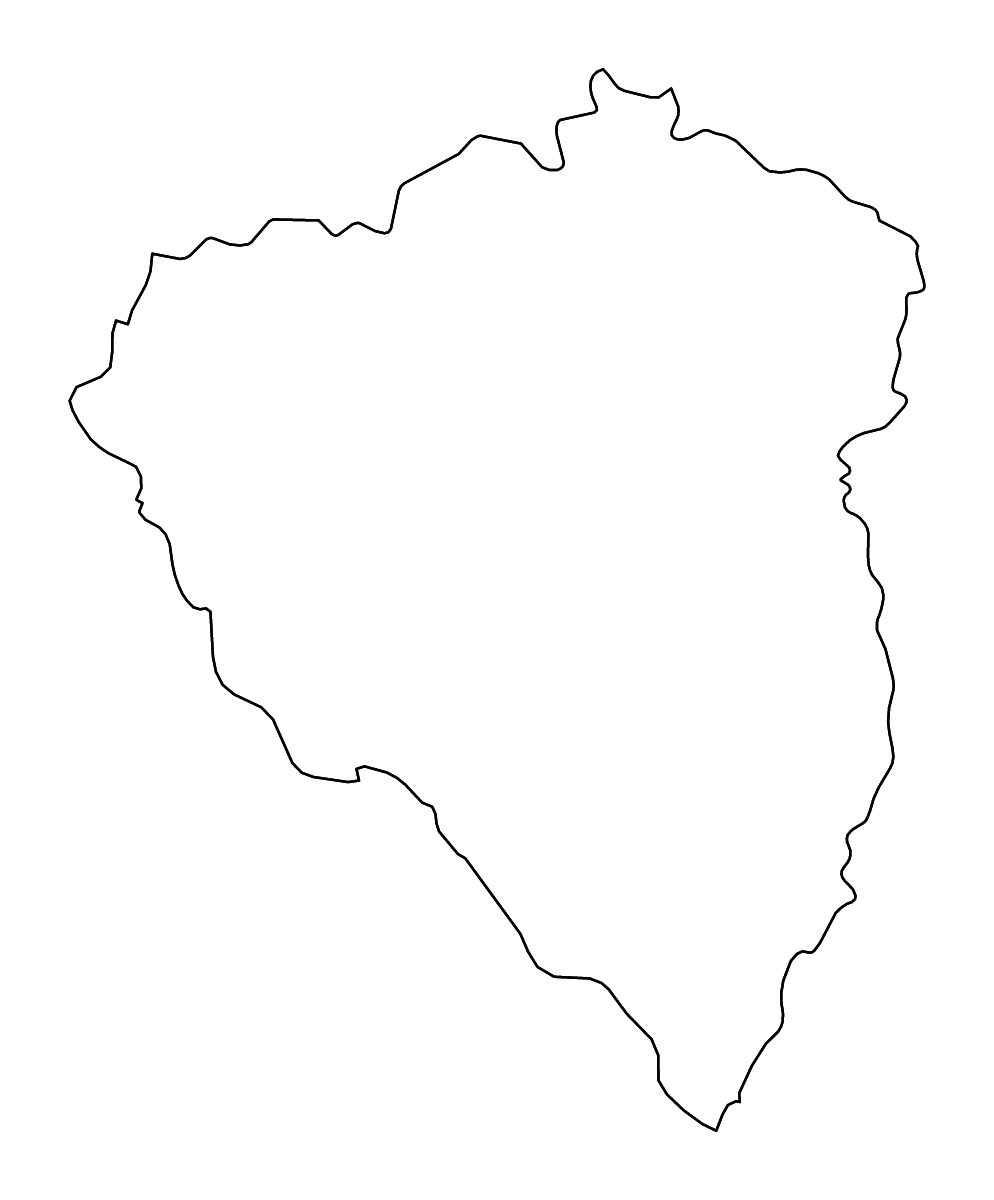 Outline map of Plzeň-, Czech Republic with rivers.