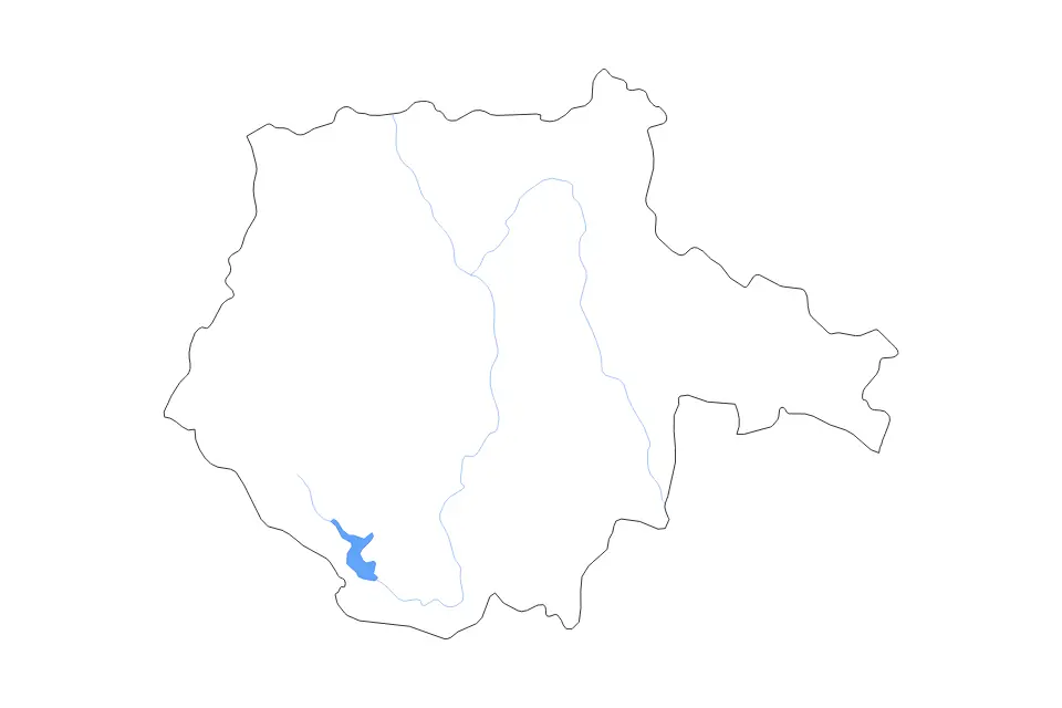 Mapa de South Bohemian, Czech Republic de tipo contorno, lagos y ríos para Europa, con contorno, lagos y ríos con elementos de agua como Údolní Nádrž Lipno.