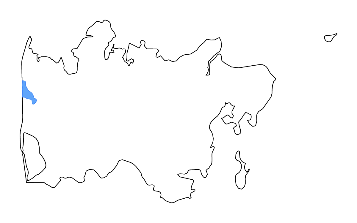 Mapa de contorno de Central Denmark, Denmark con lagos y ríos.