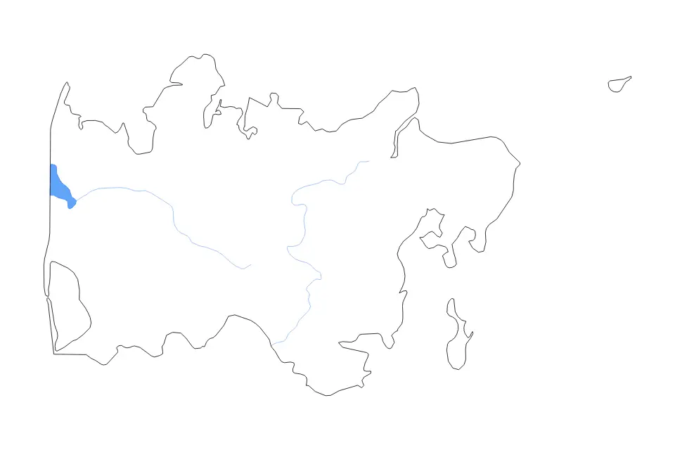 Mapa de Central Denmark, Denmark de tipo contorno, lagos y ríos para Europa, con contorno, lagos y ríos con elementos de agua como Nissum Fjord.