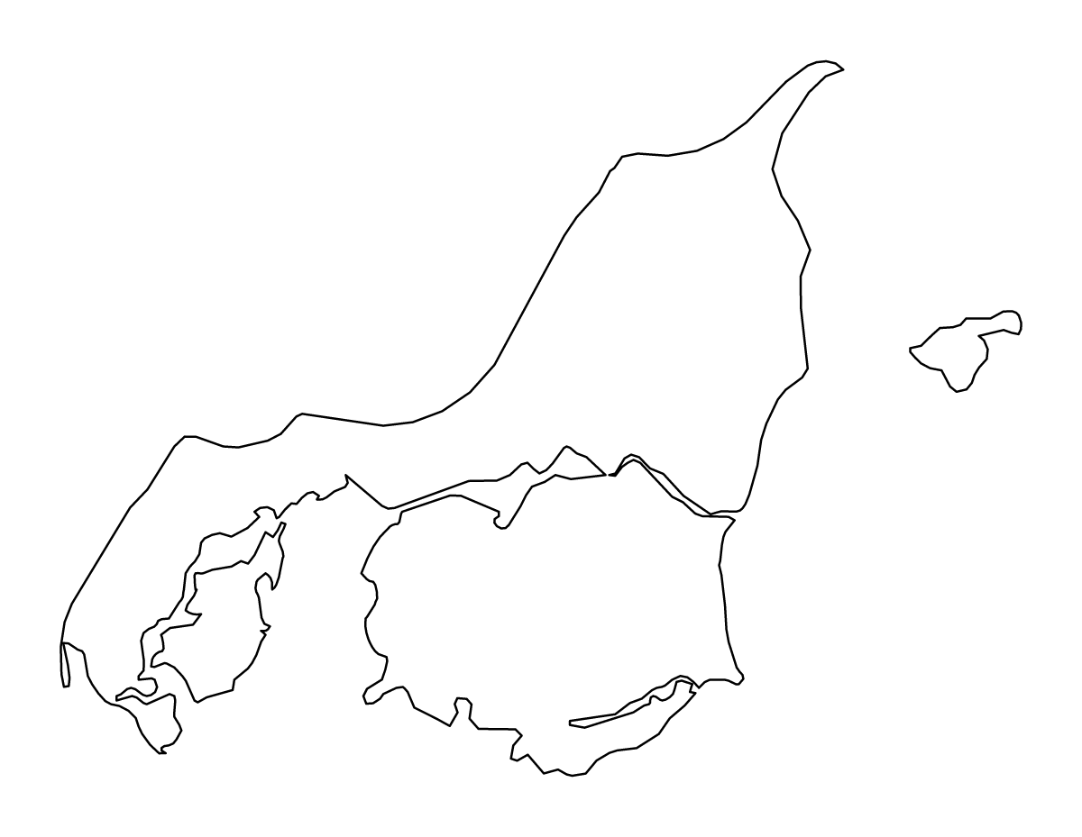 Outline map of North Denmark, Denmark.