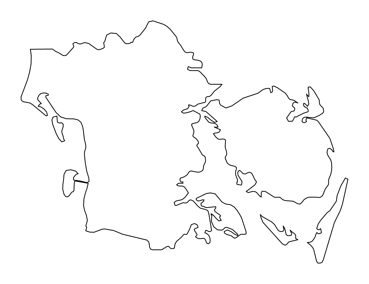 Outline map of Southern Denmark, Denmark.