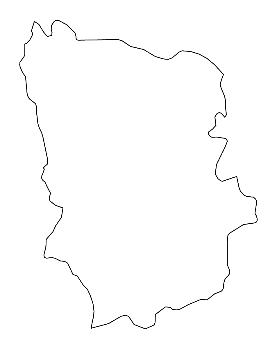 Outline map of Lääne-Viru County, Estonia with rivers.