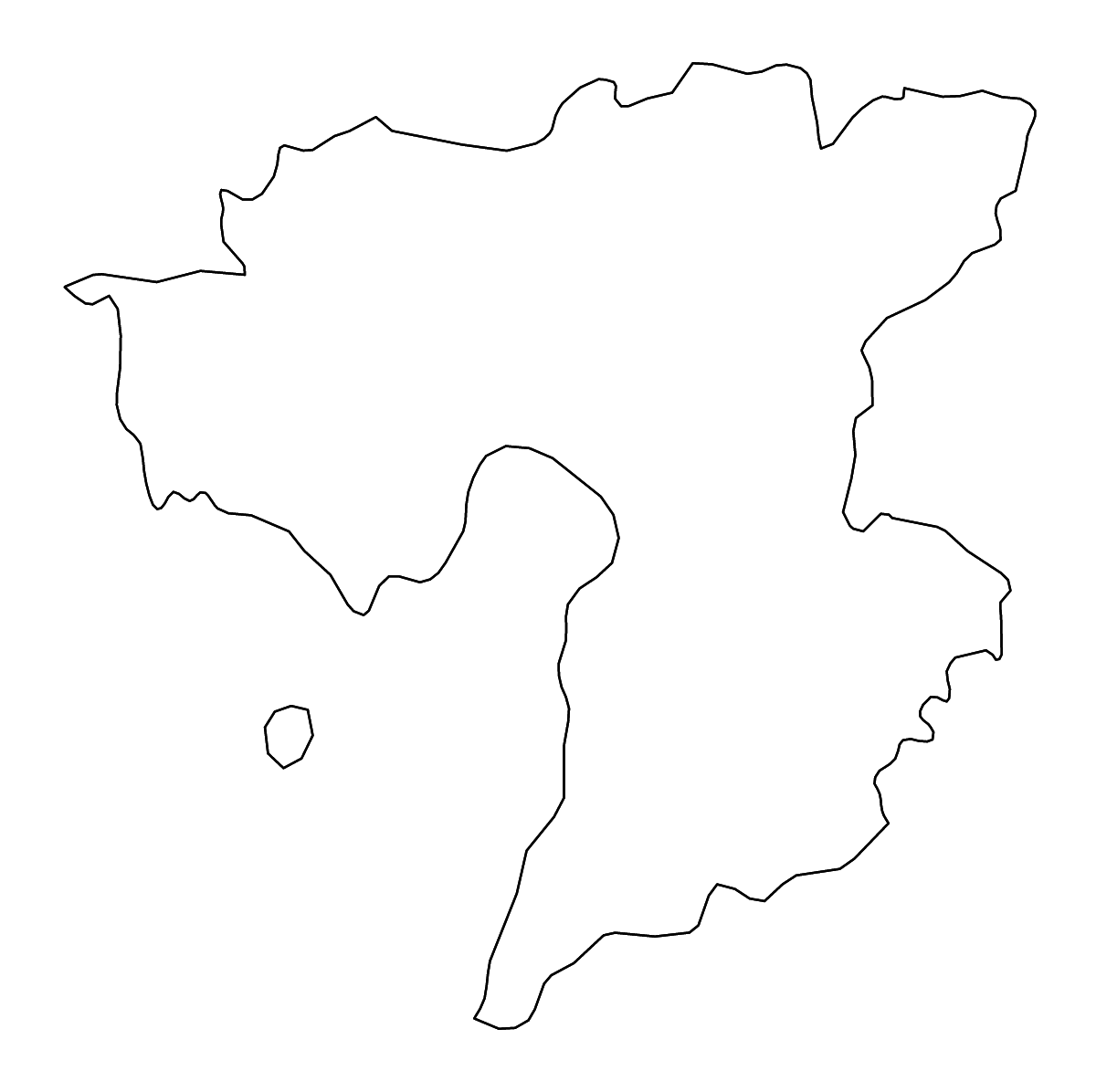 Outline map of Pärnu County, Estonia with rivers.