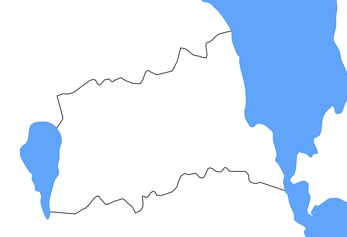 Mapa de contorno de Tartu, Estonia con lagos y ríos.