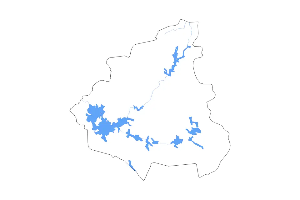 Mapa de Kainuu, Finland de tipo contorno, lagos y ríos para Europa, con contorno, lagos y ríos con elementos de agua como Kiimasjärvi, Kiantajärvi y Oulujärvi.