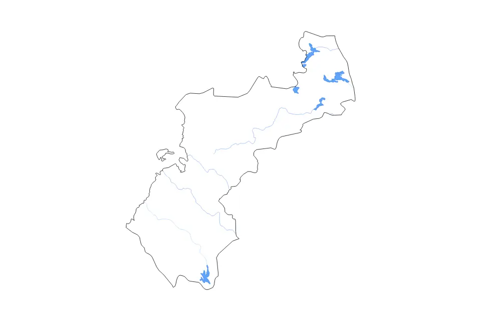Carte de Northern Ostrobothnia, Finland de type contour, lacs et rivières pour Europe, montrant contour, lacs et rivières avec des éléments hydrographiques comme Pyhäjärvi, Ylikitka and Alakitka et Kostonjärvi.