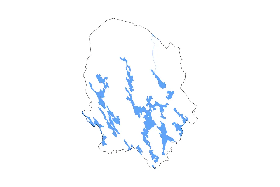Mapa de Northern Savonia, Finland de tipo contorno, lagos y ríos para Europa, con contorno, lagos y ríos con elementos de agua como Vuotjärvi, Syväri y Onkivesi.