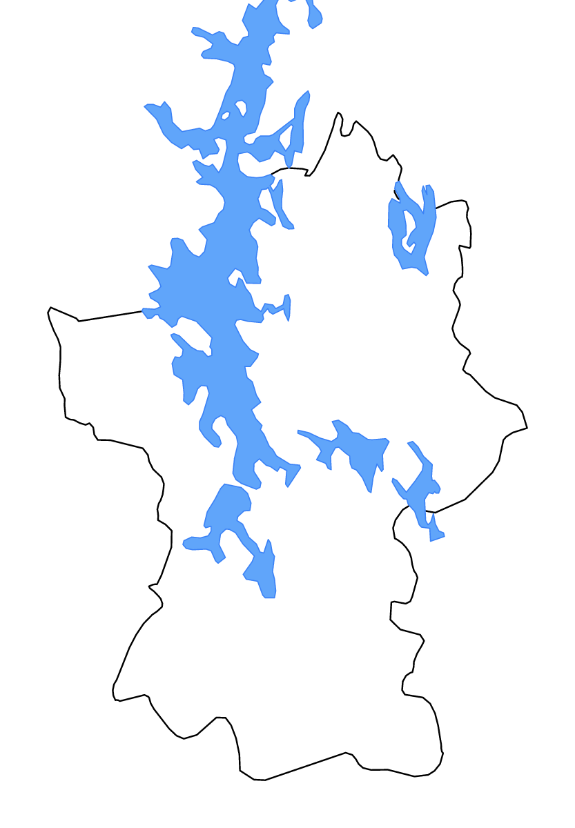 Mapa de contorno de Päijänne Tavastia, Finland con lagos y ríos.