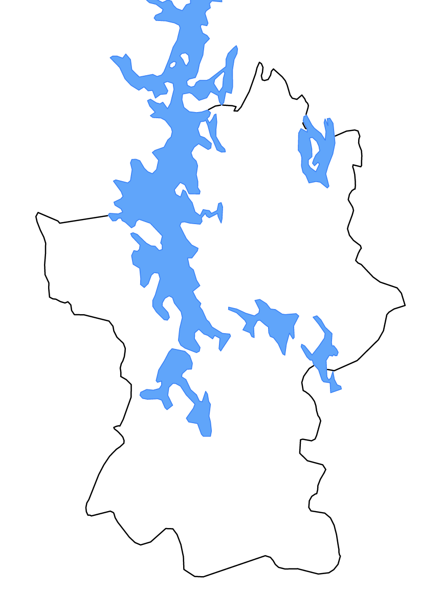 Outline map of Päijänne Tavastia, Finland with lakes and rivers.