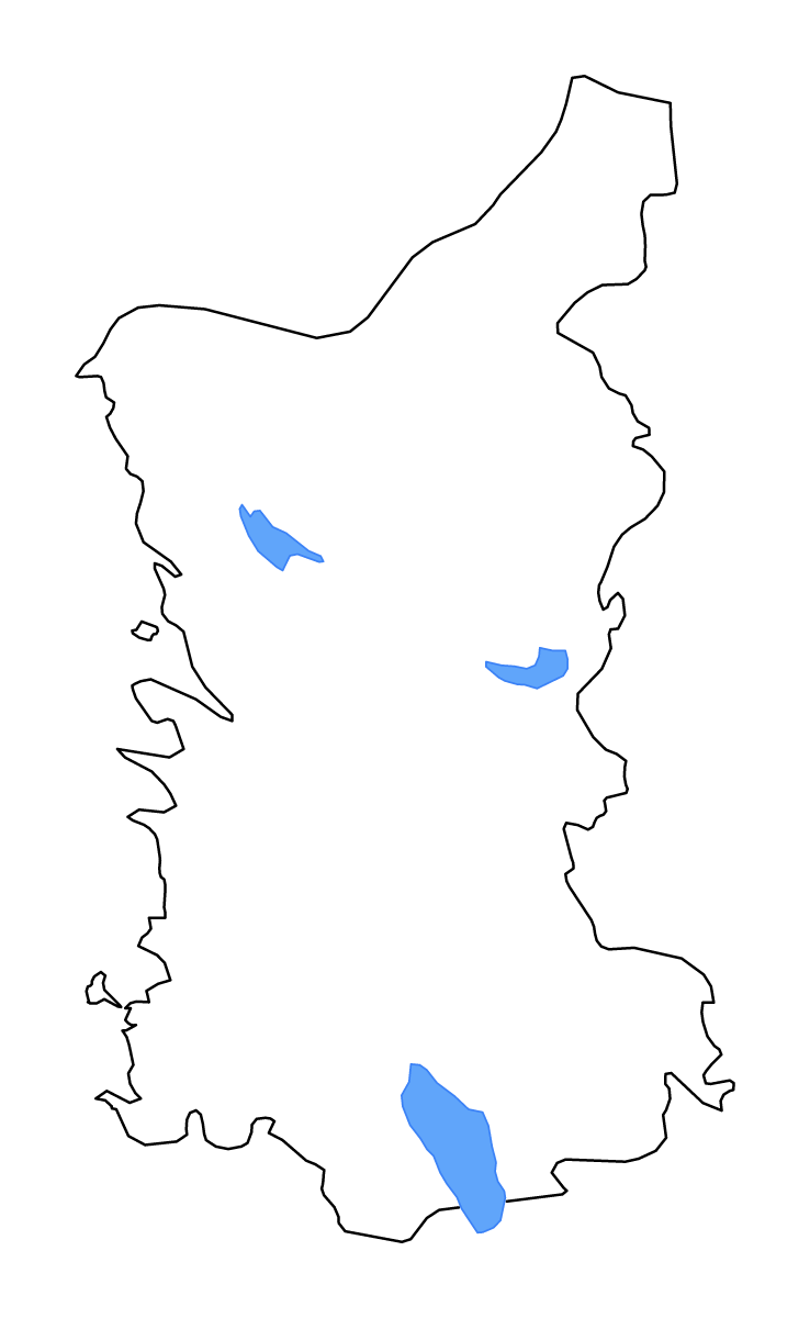 Outline map of Satakunta, Finland with lakes and rivers.