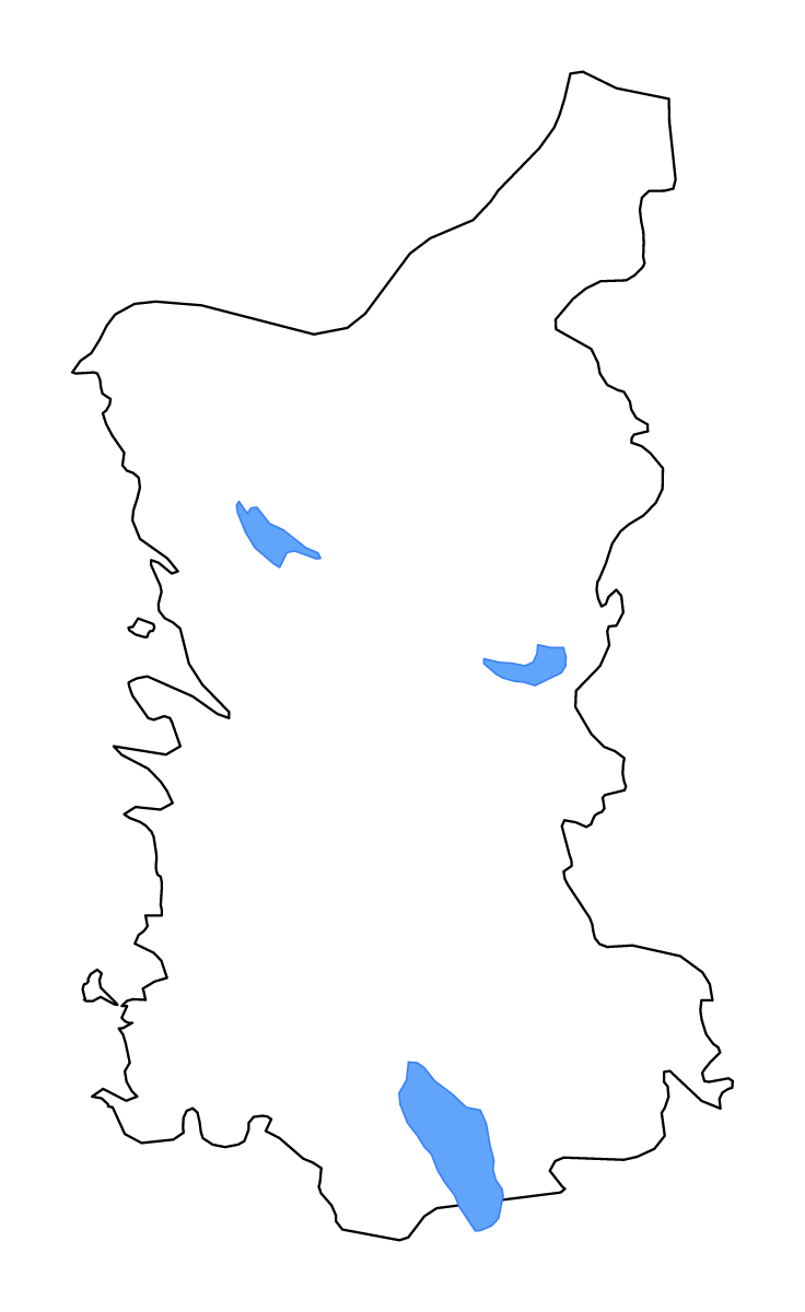 Mapa de contorno de Satakunta, Finland con lagos y ríos.