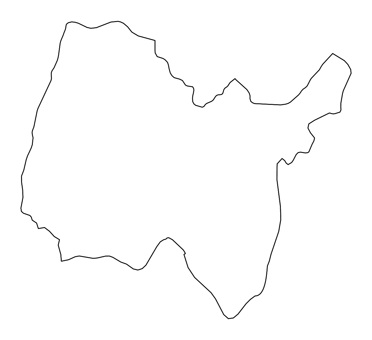 Mapa de contorno de Ain, France con ríos.