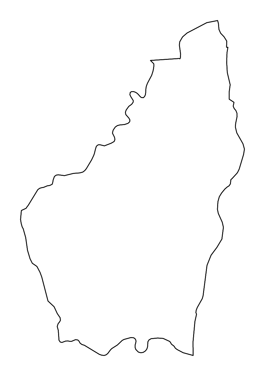Mapa de contorno de Ardèche, France con ríos.