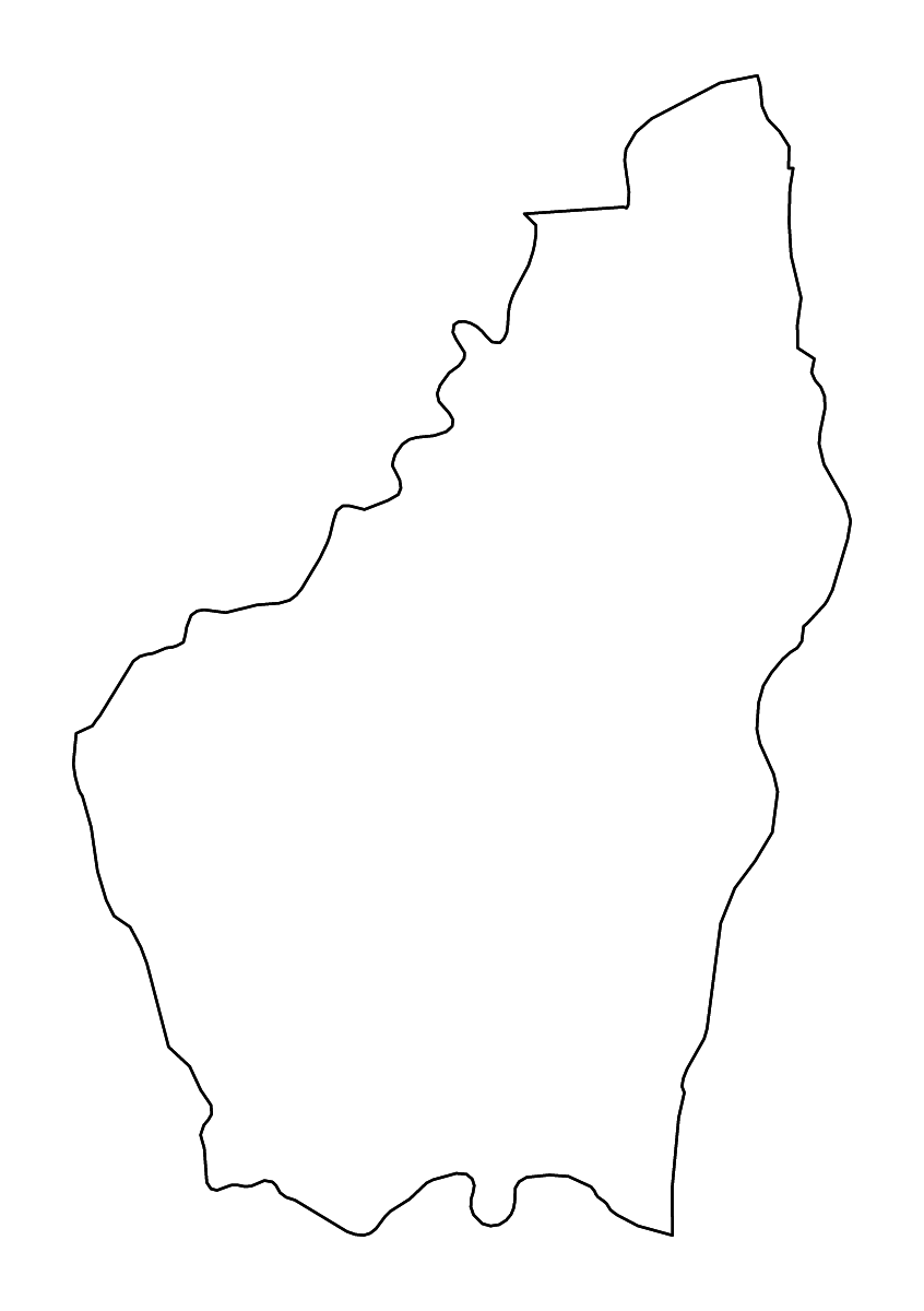 Outline map of Ardèche Metropolitan department, France with rivers.