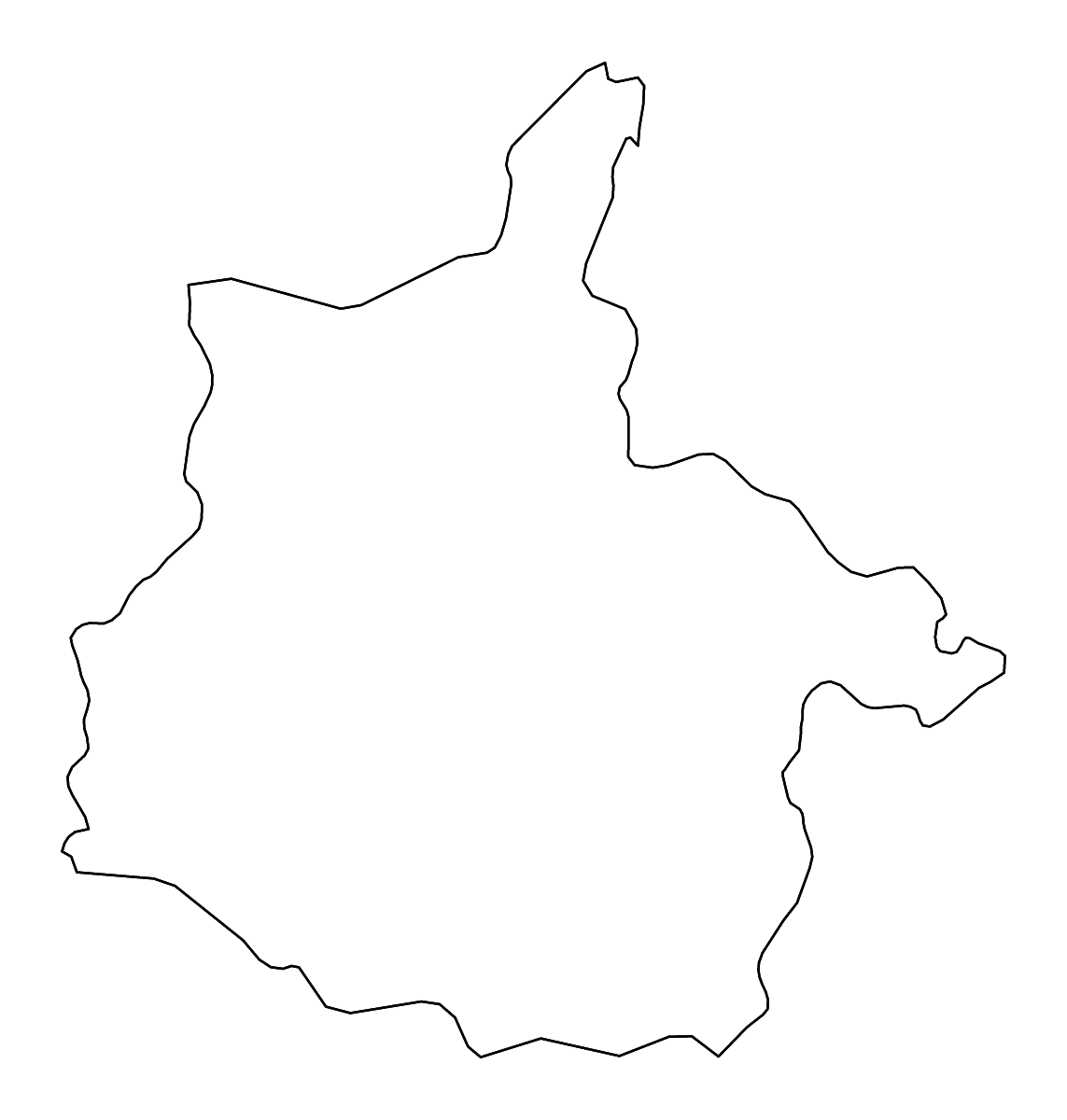 Mapa de contorno de Ardennes, France con ríos.