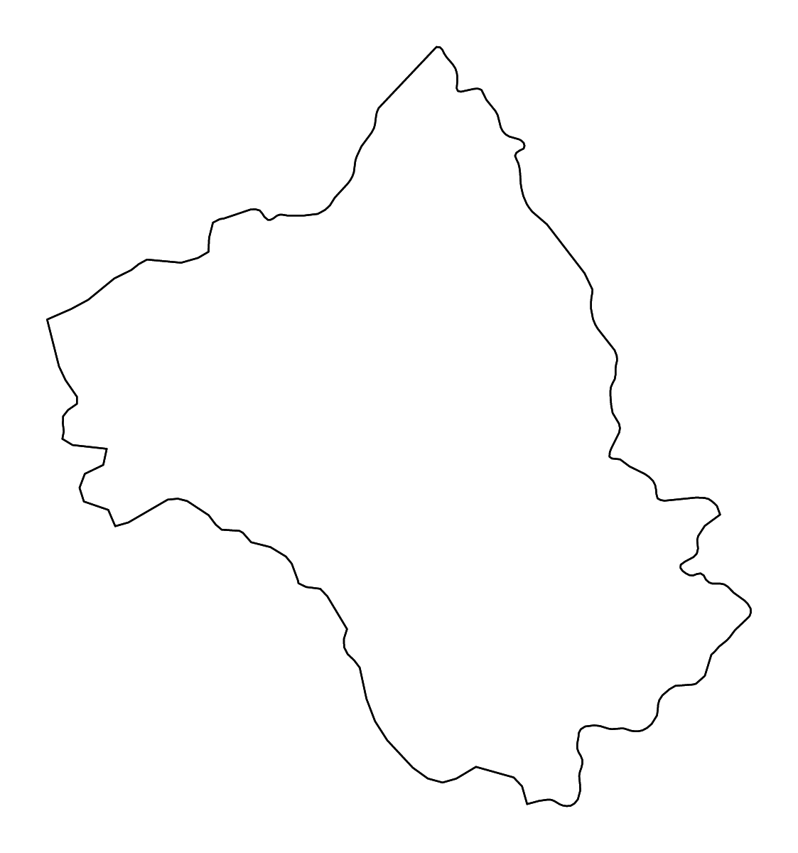 Mapa de contorno de Aveyron, France con ríos.