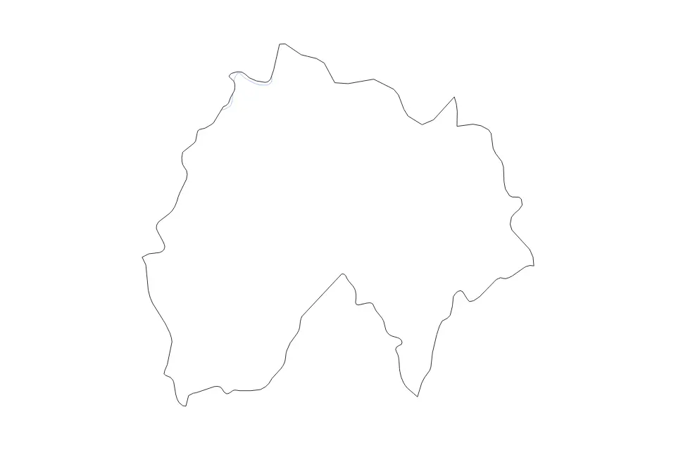 Outline map of Cantal Metropolitan department, France with subdivision borders and rivers.