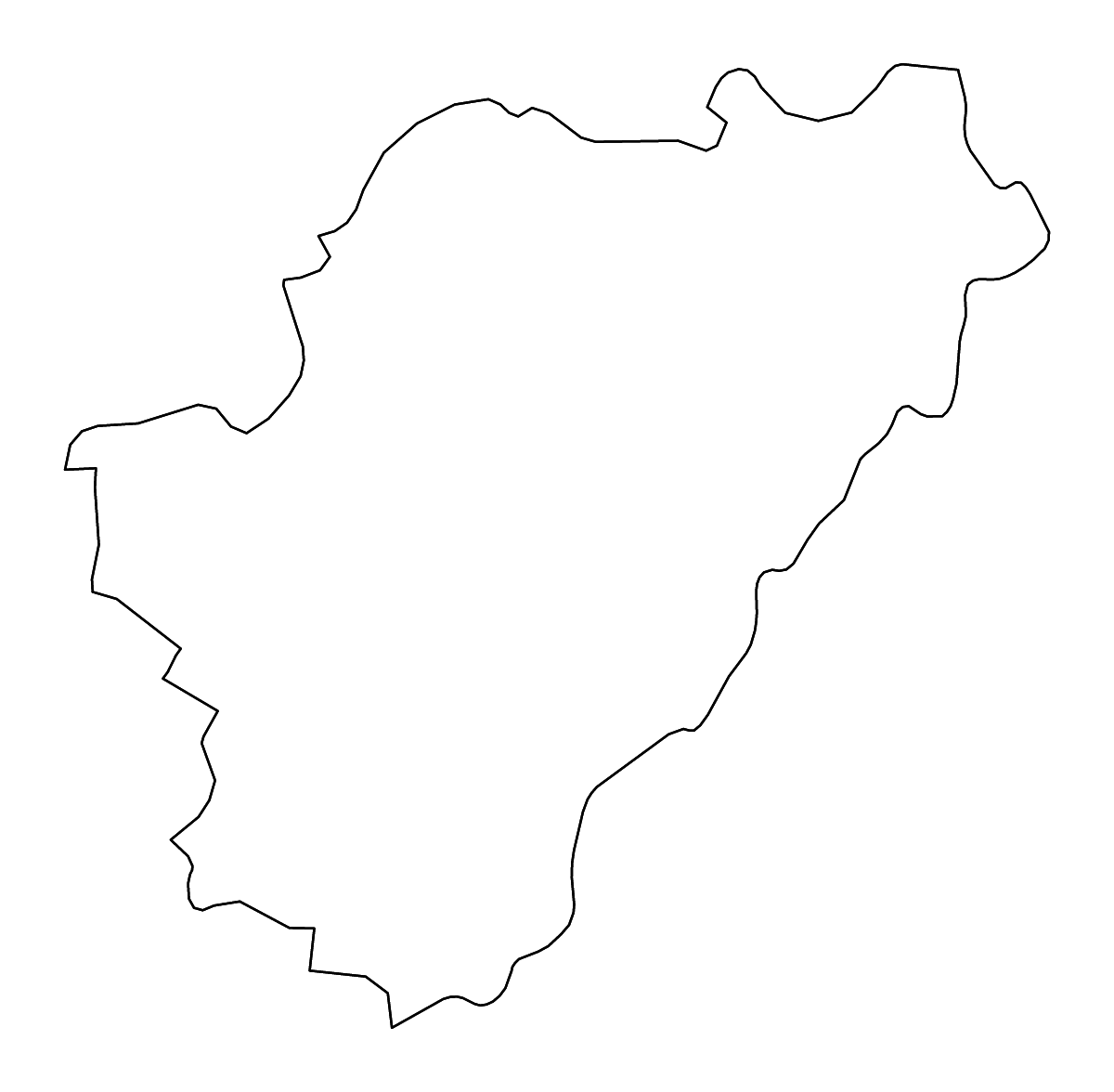 Mapa de contorno de Charente, France con ríos.
