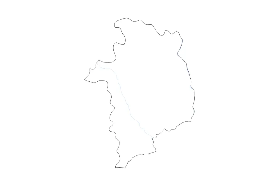 Outline map of Cher Metropolitan department, France with subdivision borders and rivers.