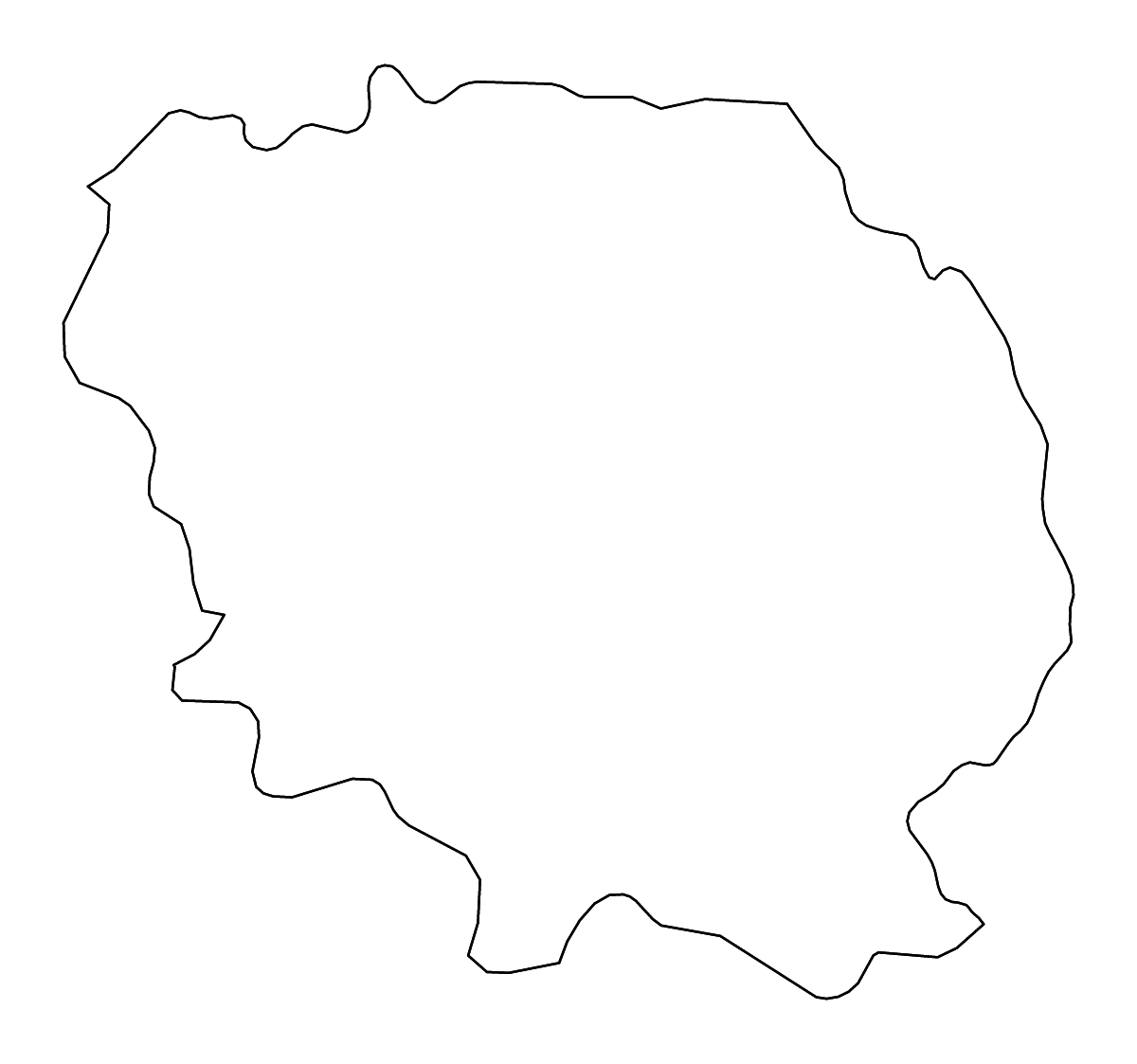 Mapa de contorno de Creuse, France con ríos.