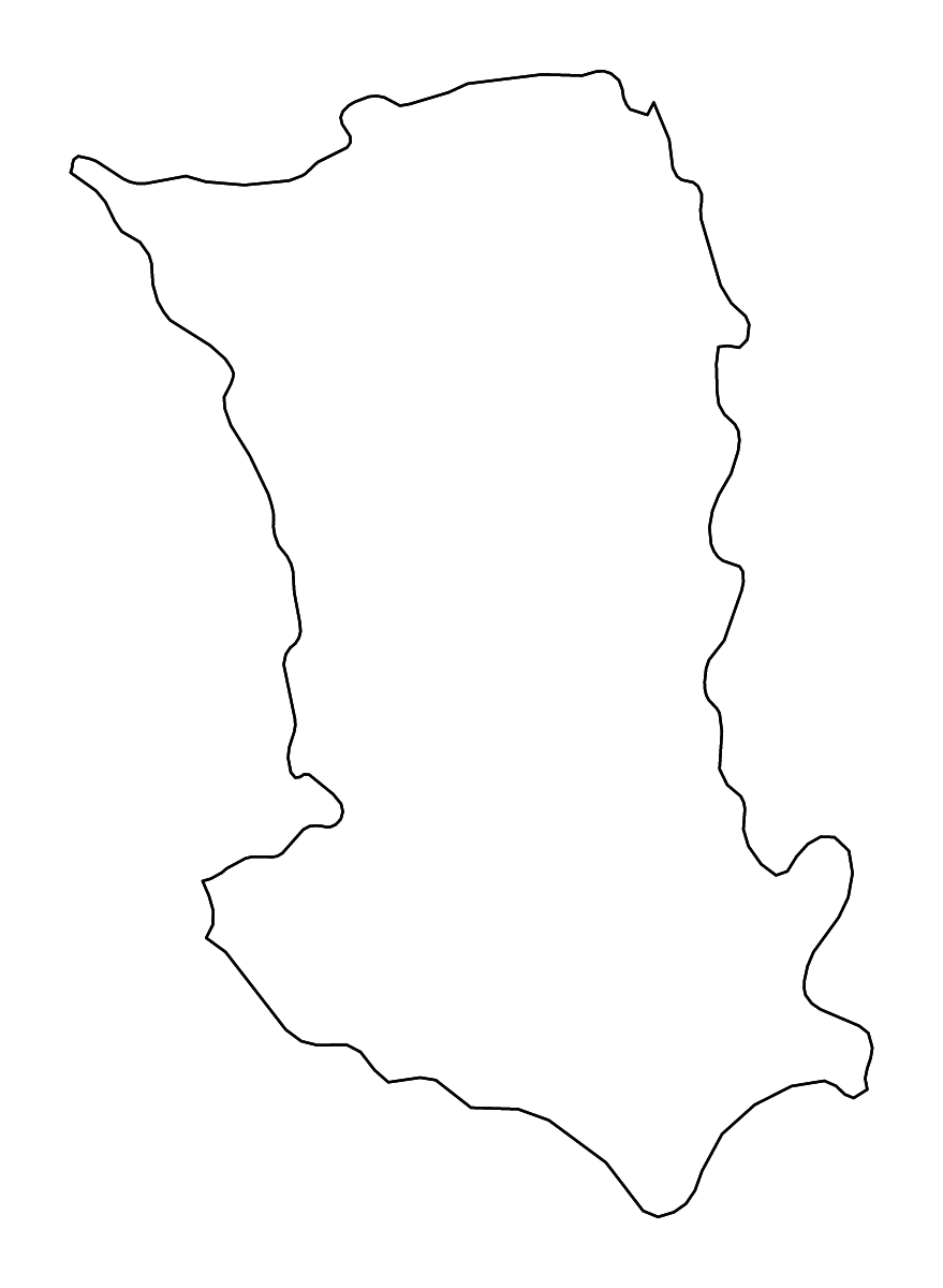 Outline map of Deux-Sèvres Metropolitan department, France with rivers.