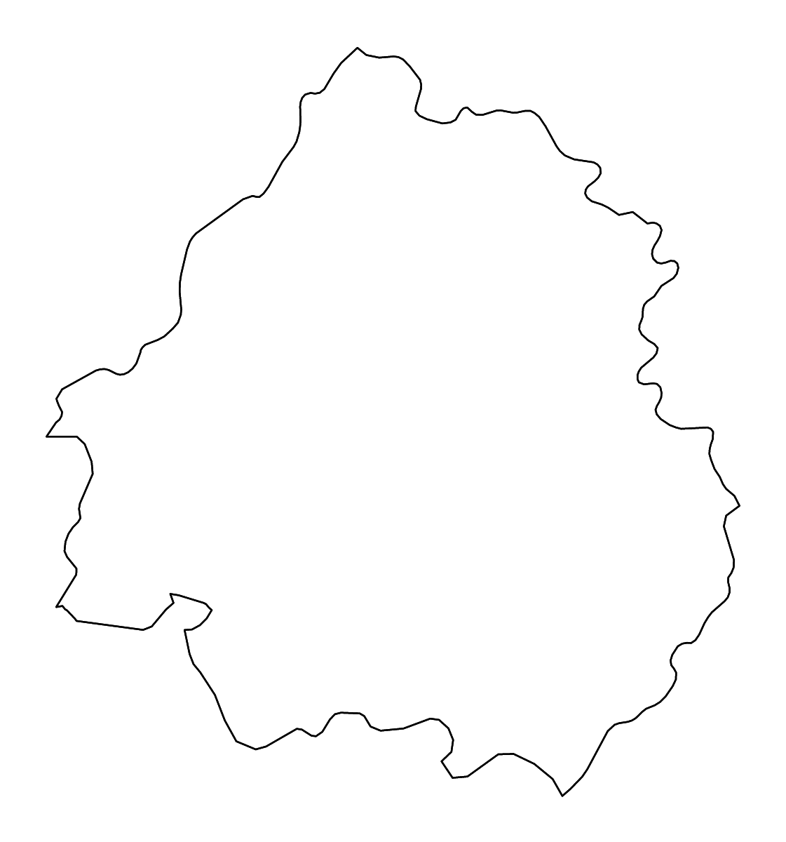 Mapa de contorno de Dordogne, France con ríos.