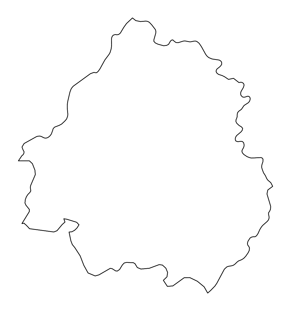 Outline map of Dordogne Metropolitan department, France with rivers.