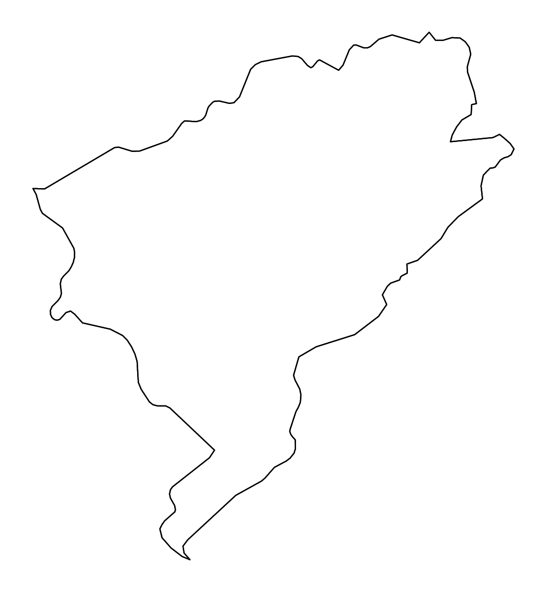 Outline map of Doubs Metropolitan department, France with rivers.