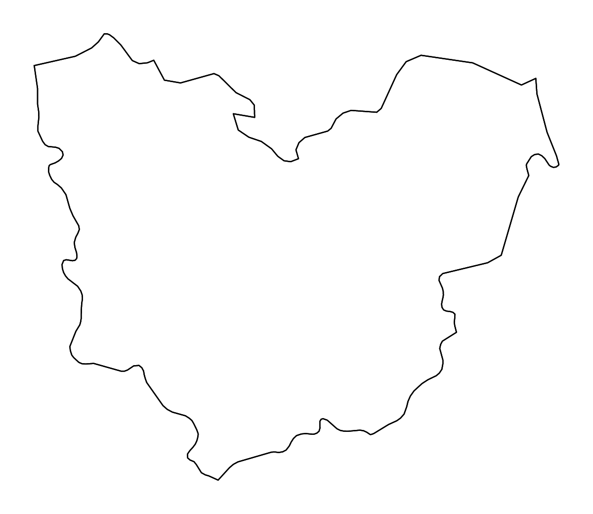 Outline map of Eure Metropolitan department, France with rivers.