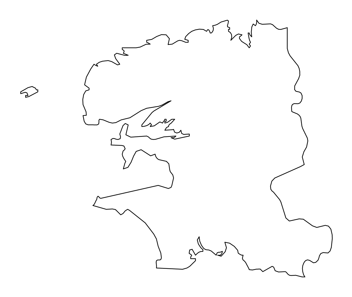 Carte de contour de Finistère, France.