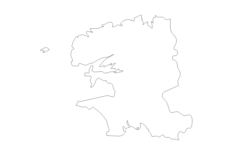 Outline map of Finistère Metropolitan department, France with subdivision borders.